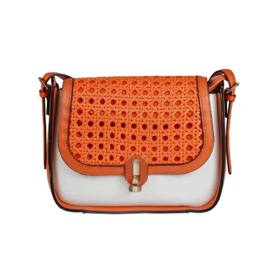 Lolly Rattan Designer Shoulder Bag-Orange